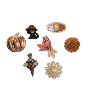 Collection of 7 Fall Themed Brooches